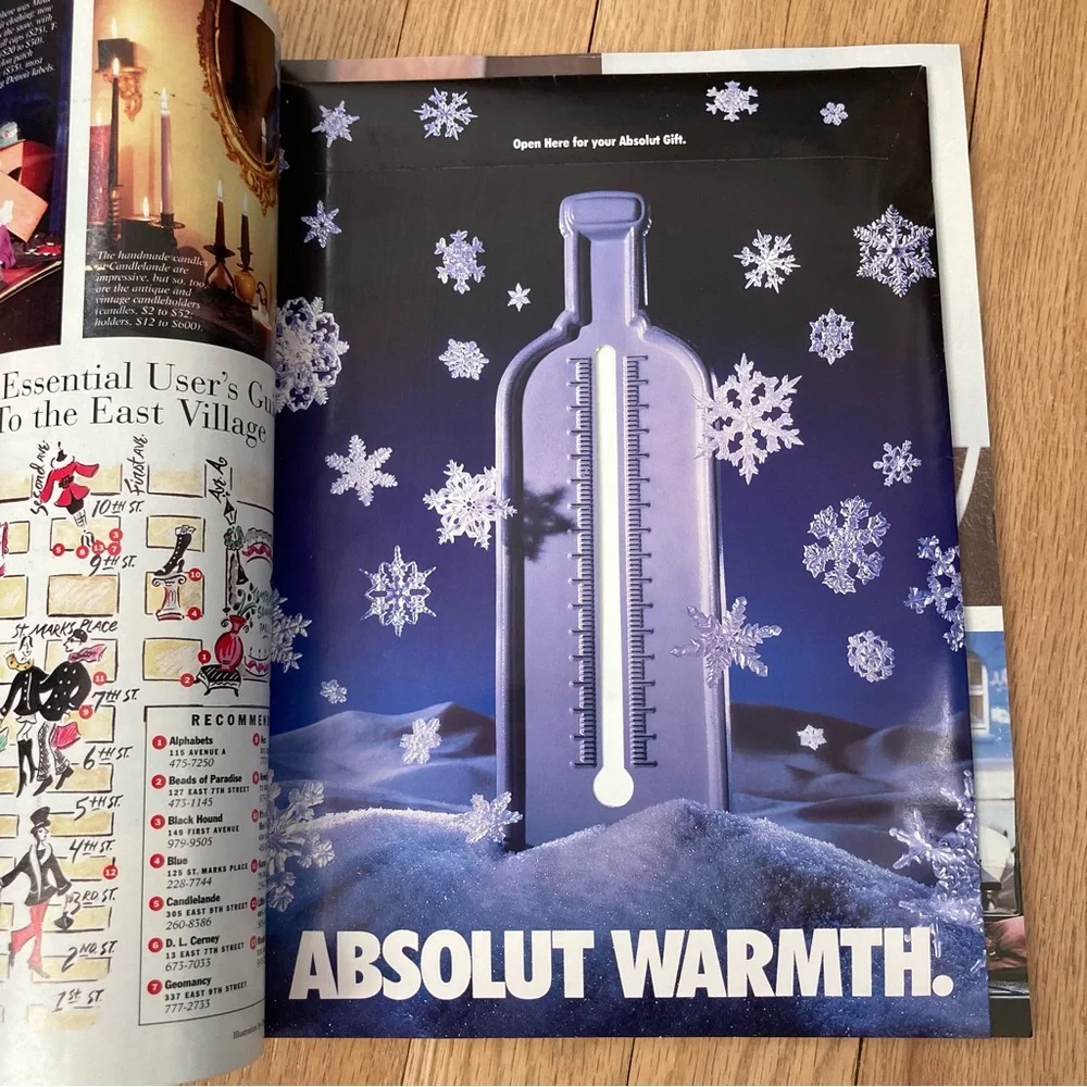 VERY RARE DKNY/ABSOLUT VODKA Gloves sealed inside New York Magazine December ‘94